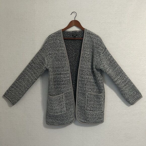 Simply Vera Wang Sherpa Cardigan Women S Blue Gray Pockets Cozy Comfy Boho Warm - Picture 9 of 10